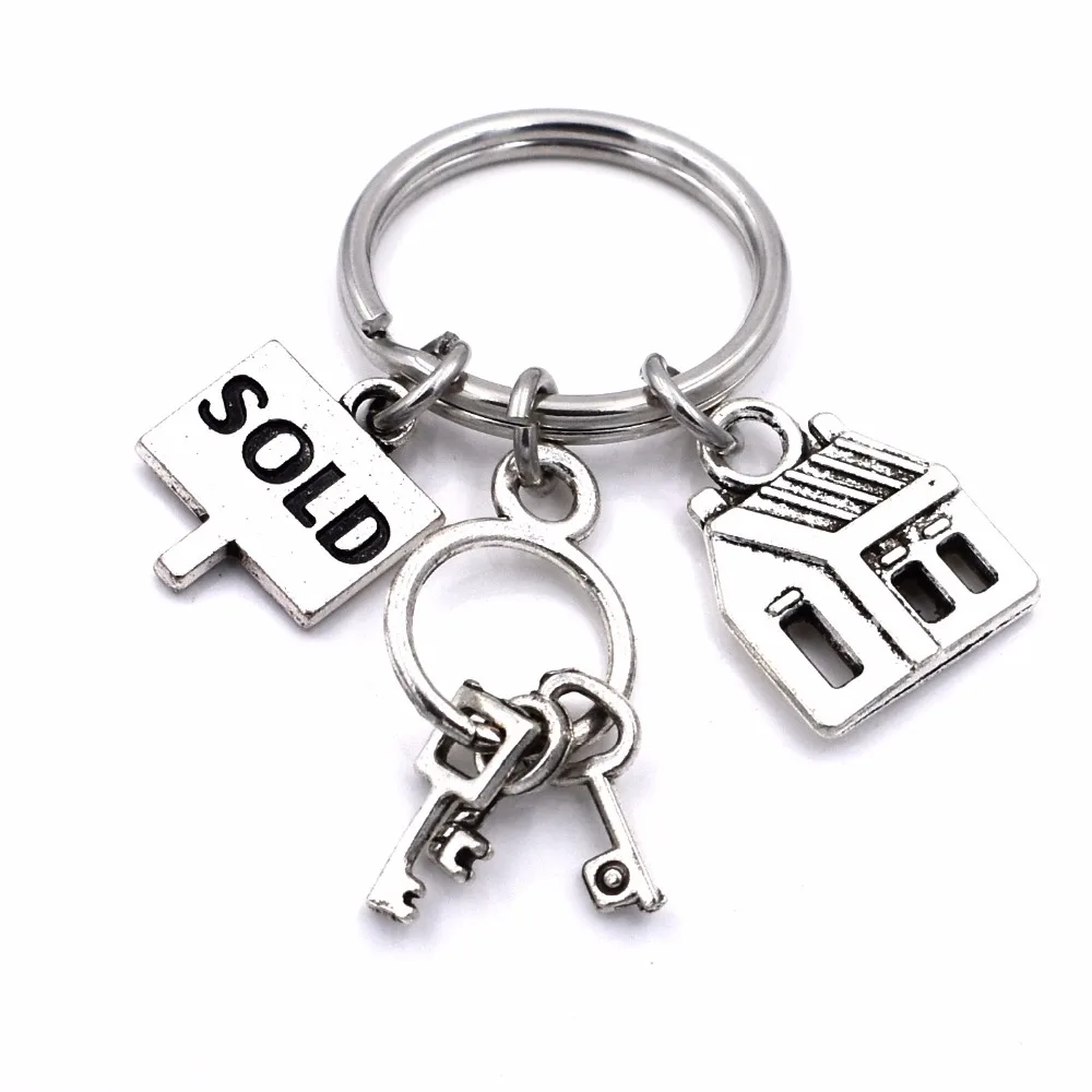 Real Estate Agent Keys Keychain House Keys Sold Charms Realtor Jewelry Keyring Gifts for Women Men