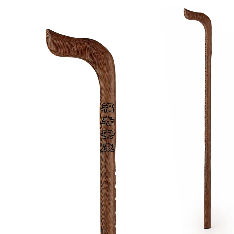 The old mahogany wood cane cane TZ Zhai elderly chicken wing wood relief engraving crutch