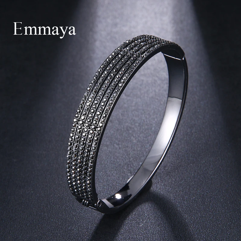 Emmaya New Arrival CZ Zircon Stone Rose Gold color Gun Black Bangle Fashion Women Bracelet Jewelry Wedding Party