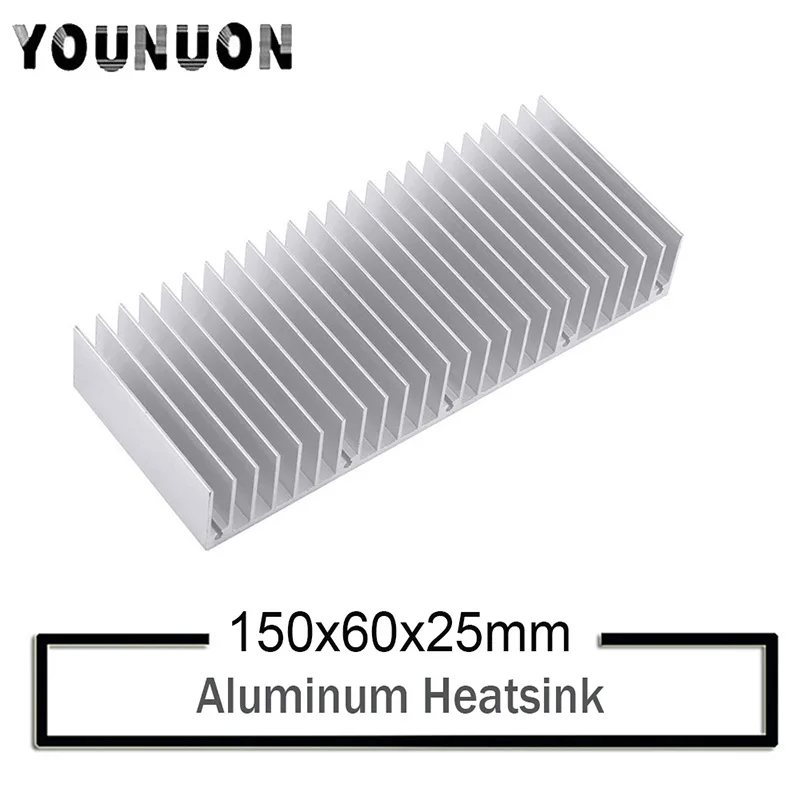 

10Pcs YOUNUON 150x60x25mm Amplifier Transistor Semiconductor Devices Silver Tone Aluminum Heat Sink Heatsink Radiator Board