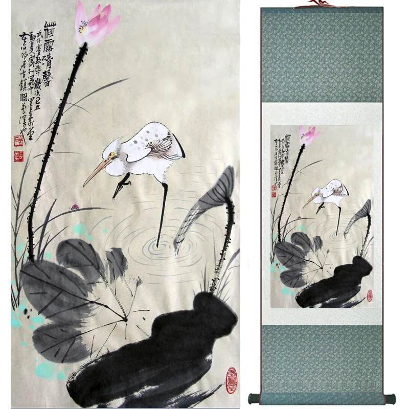 

water lily flower art painting Home Office Decoration Chinese scroll painting flower art painting LTW2017112704