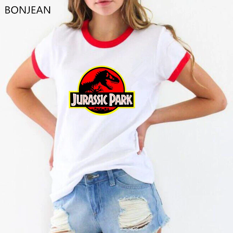 Hot sale JURASSIC PARK 3D Print T Shirt women Funny Harajuku female t-shirt Hipster cool tshirt female White Short Sleeve Tops