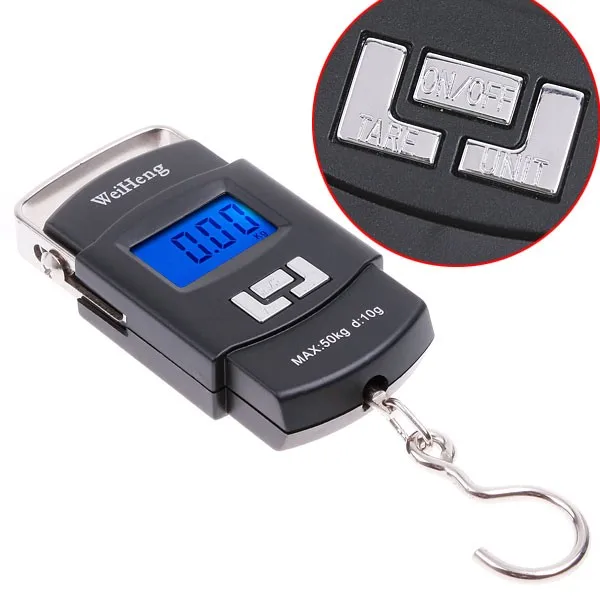 50KG/110LB 10g Electronic Portable Digital Scale Hanging Hook Fishing Travel Luggage Weight Scale for Baggage Balance Steelyard