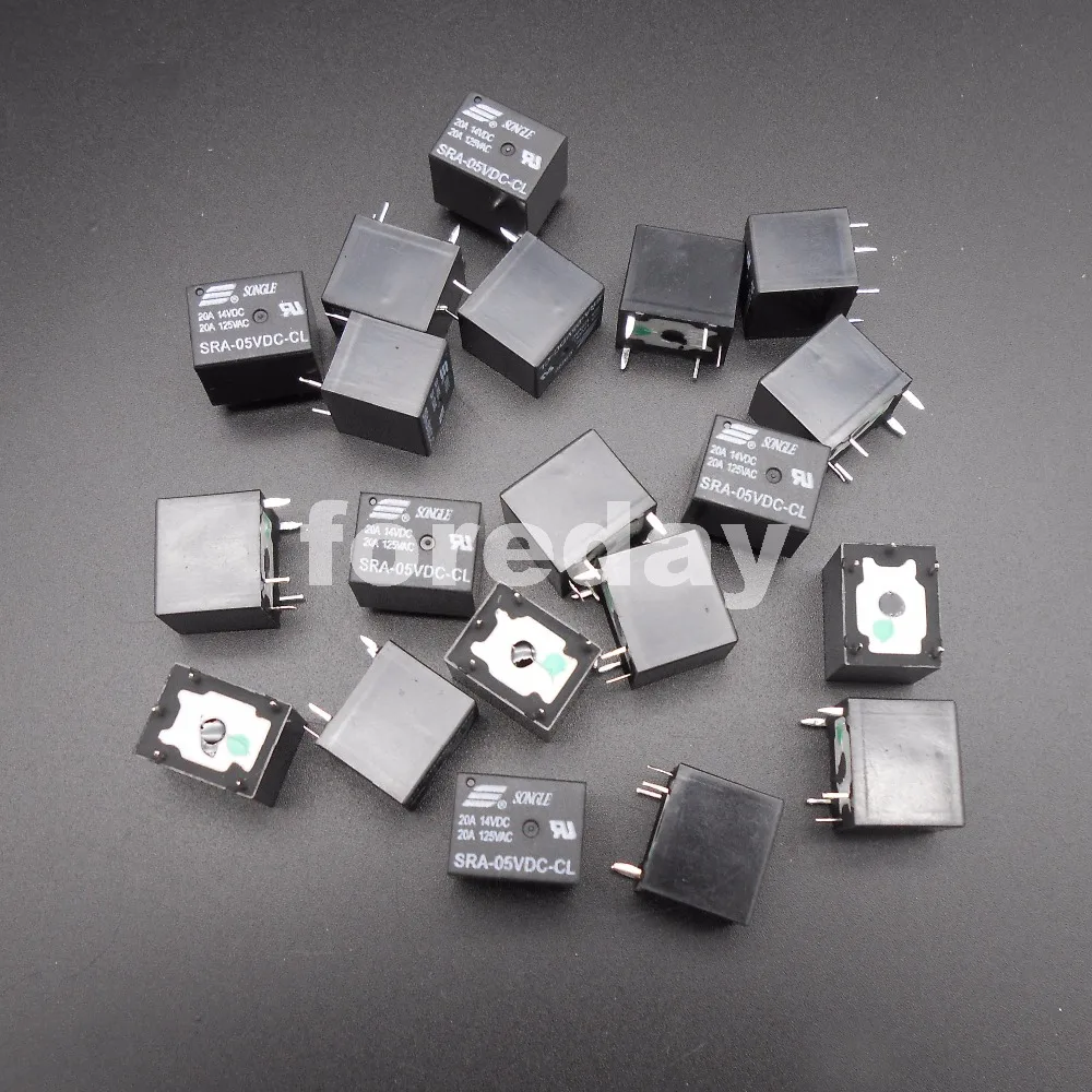 

100PCS Black SRA-5VDC-CL DC 5V Coil 20A PCB Hard Plastic General Purpose Relay 5 Pins SPDT NEW 100 PCS * FD142X100