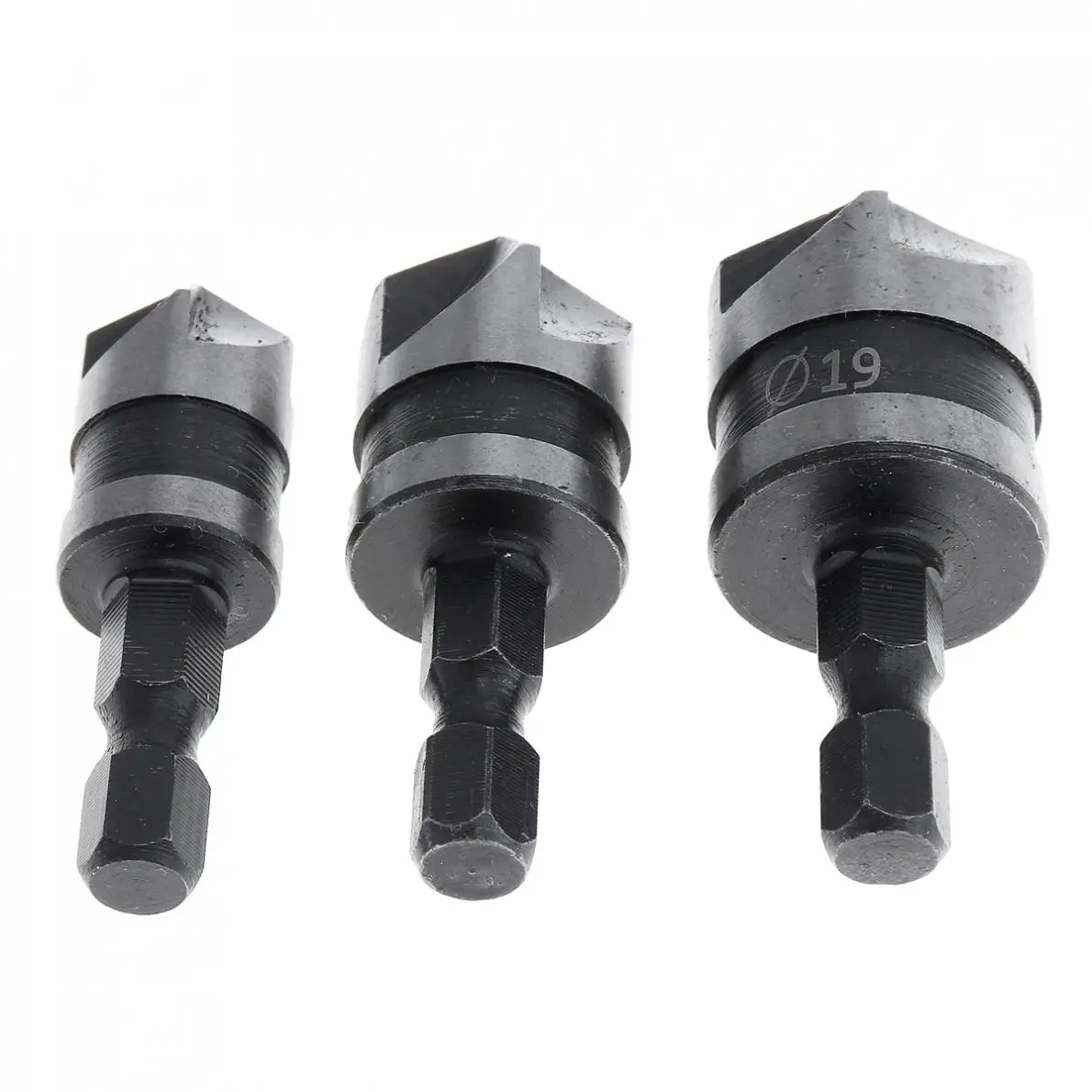 3 개/몫 5 플룻 90도 HCS 육각 12-19mm 모따기 커터 카운터 싱크 목공