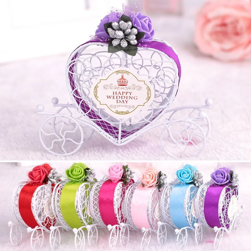 1pcs Carriage Designed Hollow Candy Box Wedding Decoration Chocolate Gift Package Case Holder Party Favour Supplies