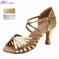 Neue Gold Silber Salsa Latin Dance Schuhe Für Frauen Mädchen Tango Ballroom Dance Schuhe High Heels Weiche Tanzen Schuhe 5 cm/7 cm