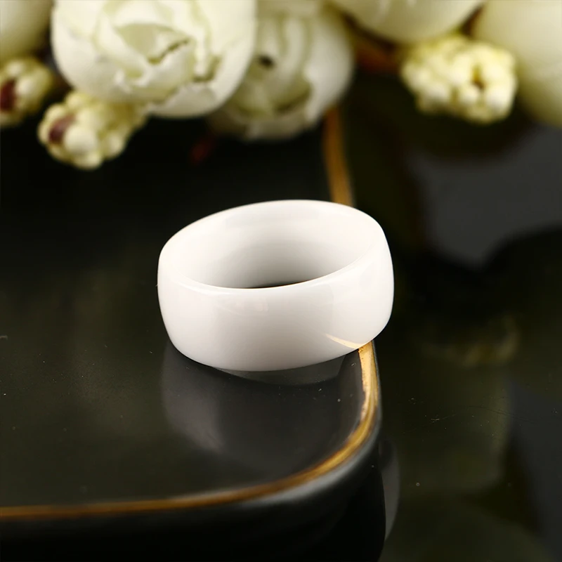 8MM Width Smooth Men Rings Comefor Fit White Ceramic Rings For Women Men Wedding Party Anniversary Jewelry Wholesale