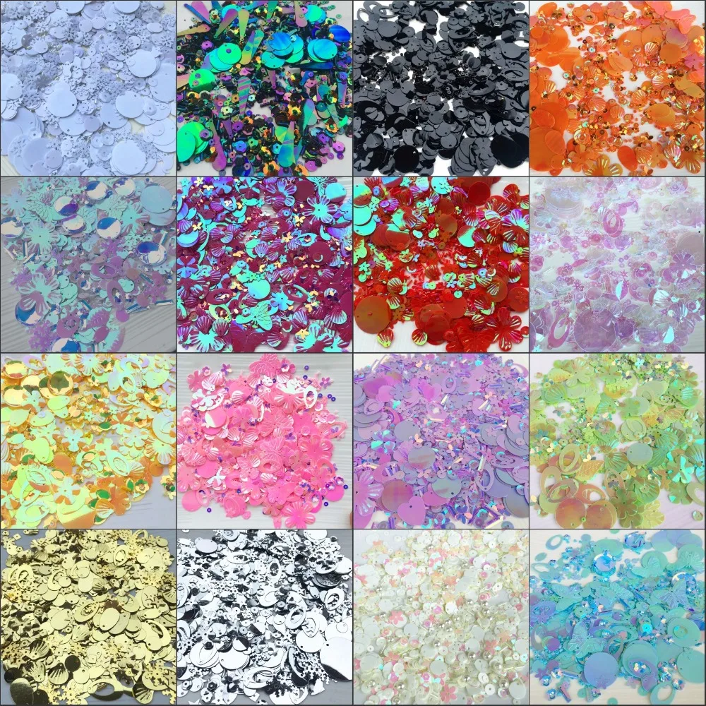 10g Hugely Popular Multi Size Mix Flat Cup Round Oval pvc loose sequins Glass Beads Bugles Sewing Craft Kids intelligence Gifts