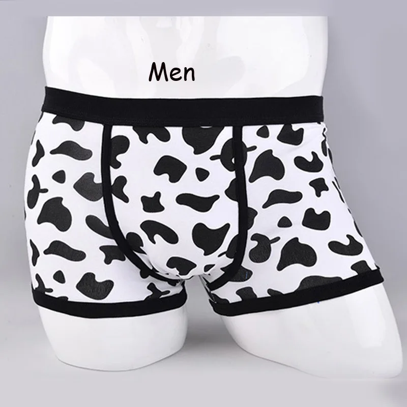 Sexy Cow pattern Couple Panties Men Underwear Boxers Sexy underpant Cotton Male Panties Shorts Cartoon Underwear Women Lingerie