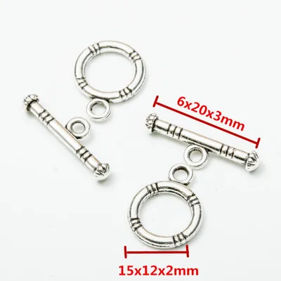 10set/lot Alloy Metal Toggle Clasps Findings For Necklaces Antique Silver Color End Clasps Connectors Hooks DIY Jewelry Making