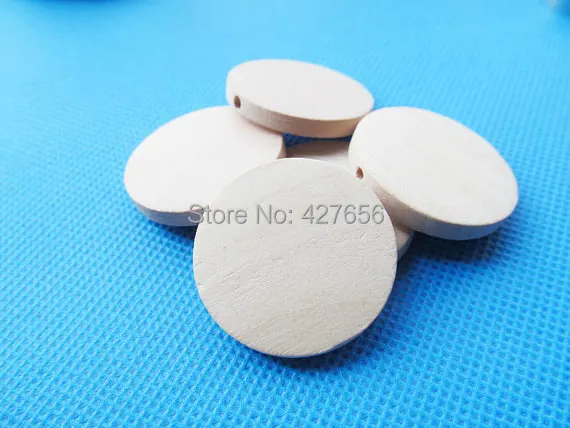 50pcs 40mm Unfinished Thick Flat Circle Round Discs Natural Wood Spacer Beads Pendant Charm Findings,Hole through,DIY Accessory