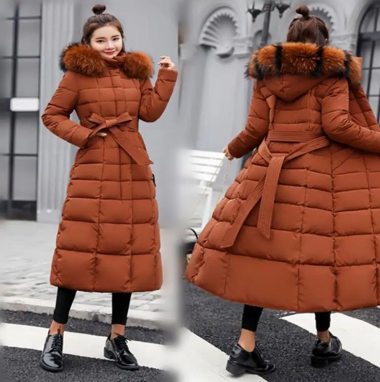 Winter Faux Fur Hooded Collection Collar Rabbit Women Parka Winter Jacket Sale Winter Coat Quality Fashion Women's belt Jacket