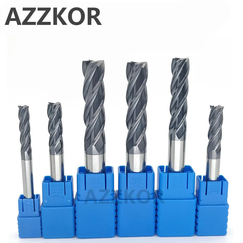 Fräser mit Legierungsbeschichtung, Wolframstahlwerkzeug 100L/150L HRC50, Verlängerte Stirnfräser, Endfräser, Top CNC AZZKOR Fräser – Detail 1