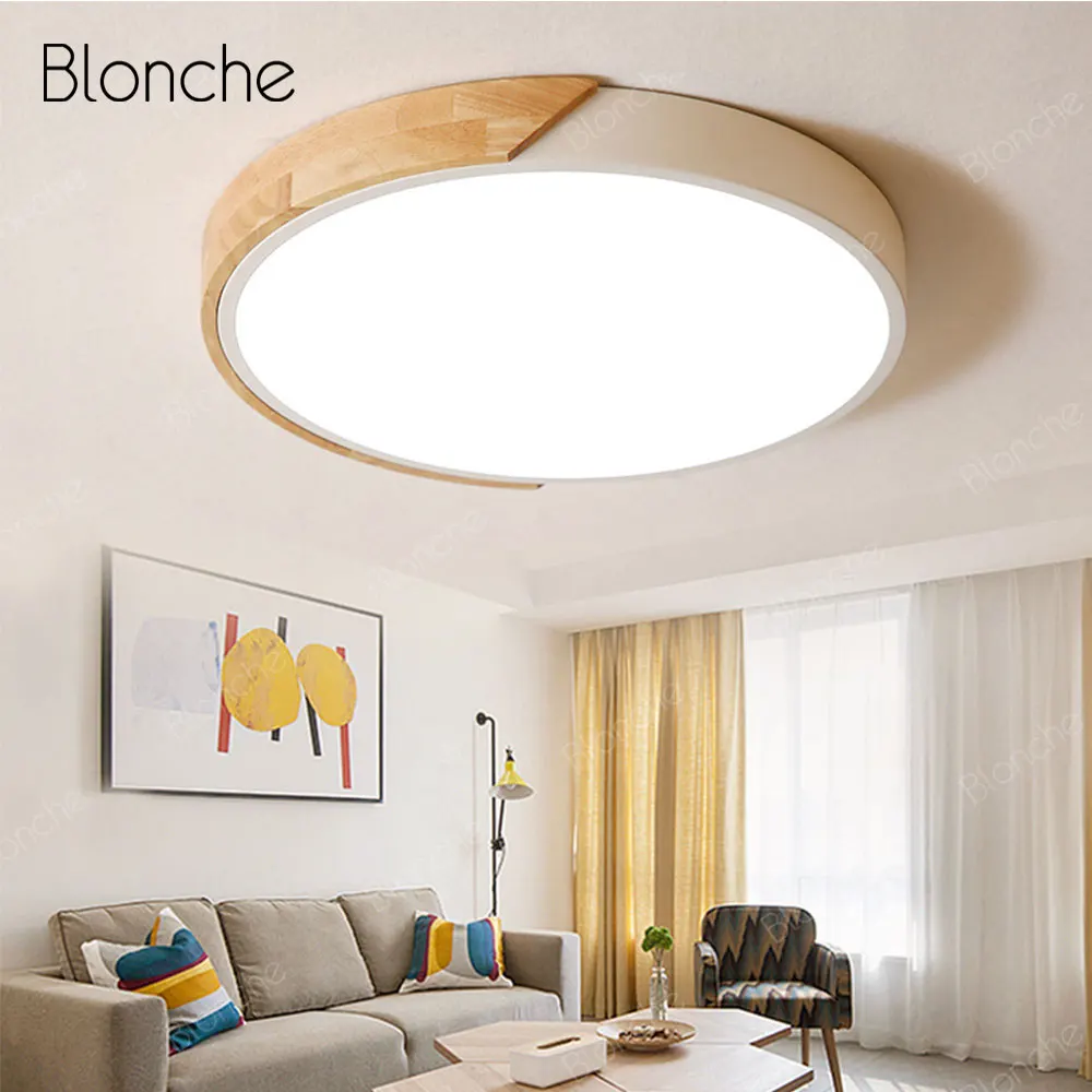 

Modern LED Ceiling Light Wooden Ceiling Lamp Home Decor Light Fixtures for Living Room Bedroom Aisle Round Simple Luminaire 220V