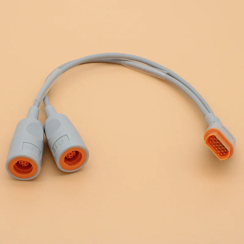 2pcs IBP dual pressure sensor trunk cable for Drager/Siemens IA01 IU01 IE01 IH01 ibp ,16pins male to 7pins*2 female plug.