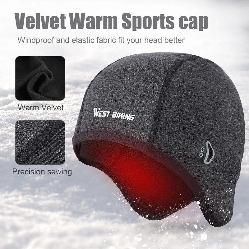 WEST BIKING Cycling Cap Winter Man Woman Sport Windproof Thermal Bicycle Fleece Cap Running Skiing Head Hat Bike Caps