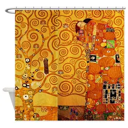 Gustav Klimt Tree of Life Art Nouveau Decorative Fabric Bathroom Polyester Shower Curtain