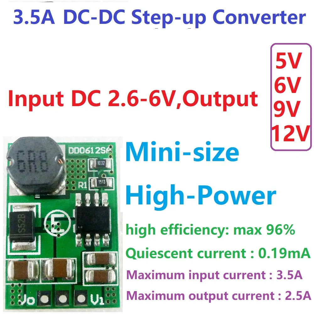 3.5A DC-DC 3V 3.3V 3.7V 4.2V 5V To 5V 6V 9V 12V Step-up Boost Converter Voltage Regulate Power Supply Module Board DD0612SA