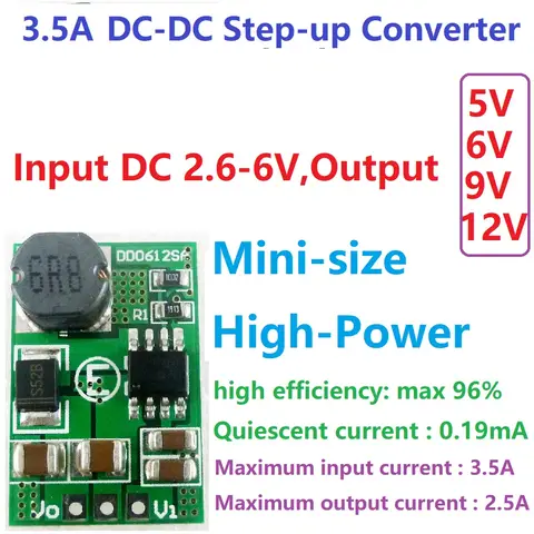 3.5A DC-DC 3V 3.3V 3.7V 4.2V 5V to 5V 6V 9V 12V Step-up Boost Converter Voltage Regulate Power Supply Module Board