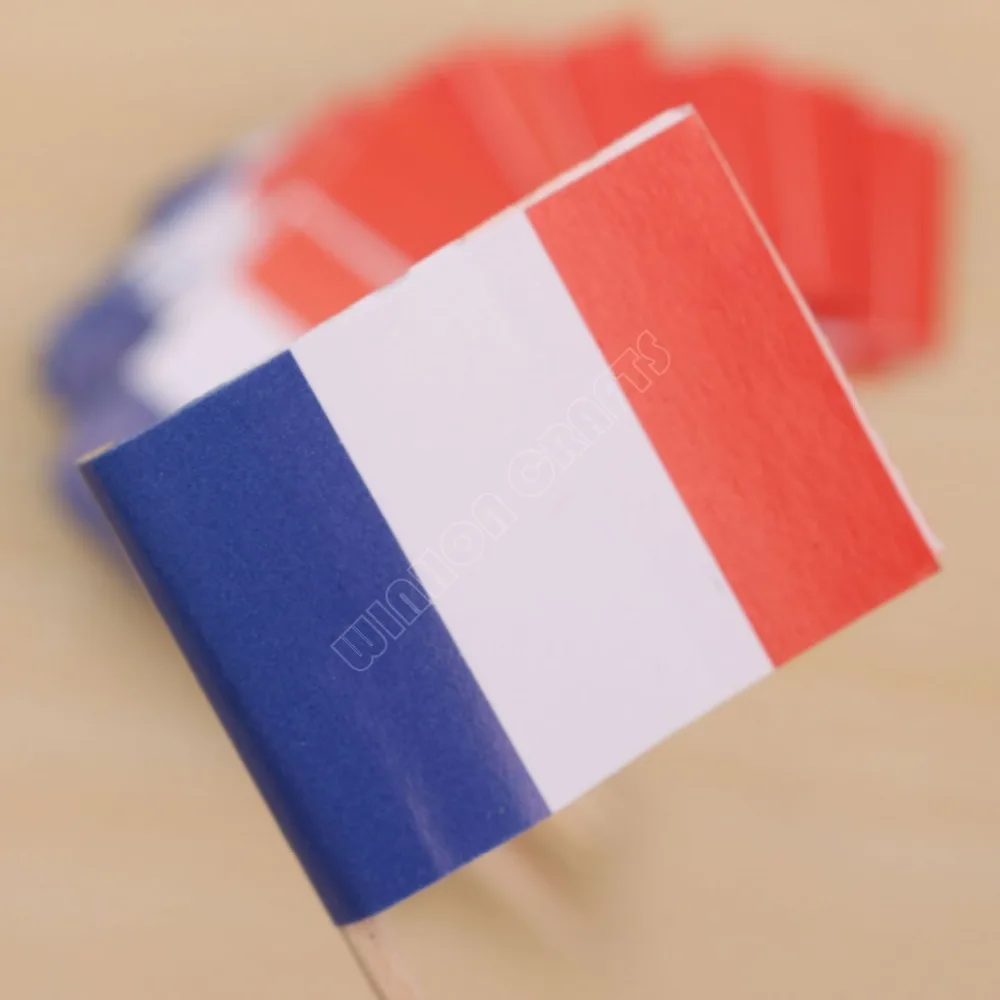Mini France Toothpick Flags Paper Food Picks 50Pcs Cake Toothpicks Cupcake Toppers Fruit Cocktail Sticks French Toothpick Flags