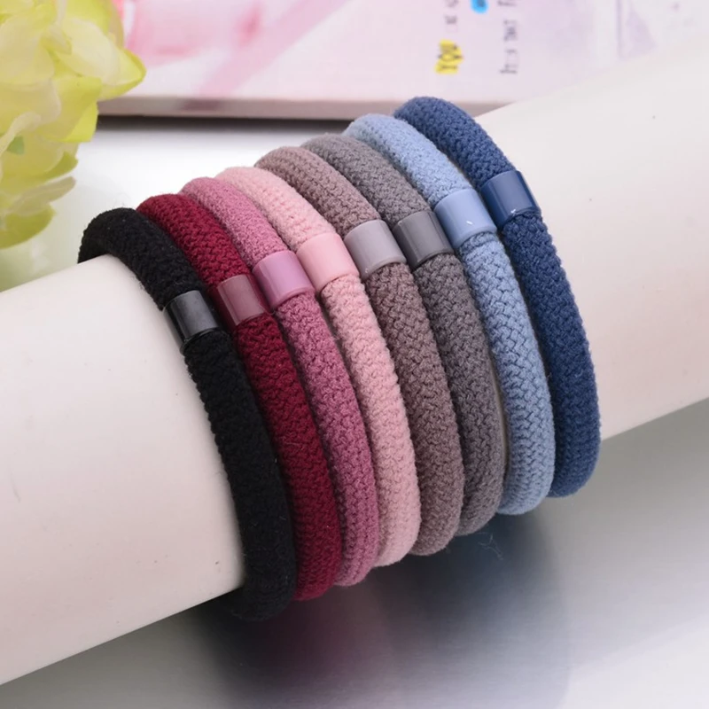 10pcs/lot For Women Elastic Hair Bands Simple Style HairTie Scrunchies Pure Color High Elastic Hair Rope Girls Hair Accessories