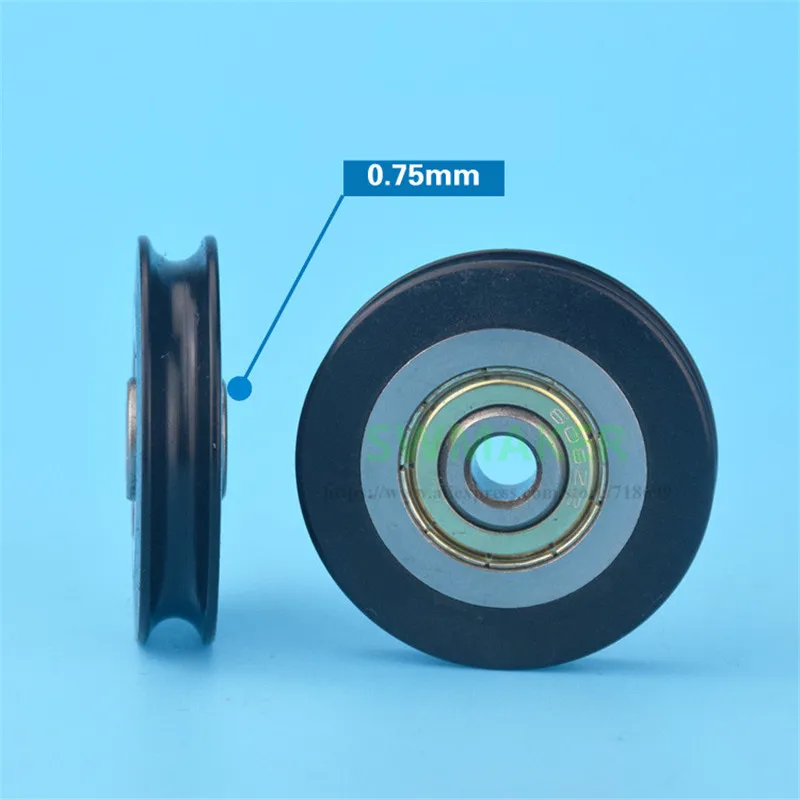 1pcs 6*39*8mm shift door pulley, concave wheel U groove, wire rope over line wheel, rubber wrapped plastic nylon bearing roller