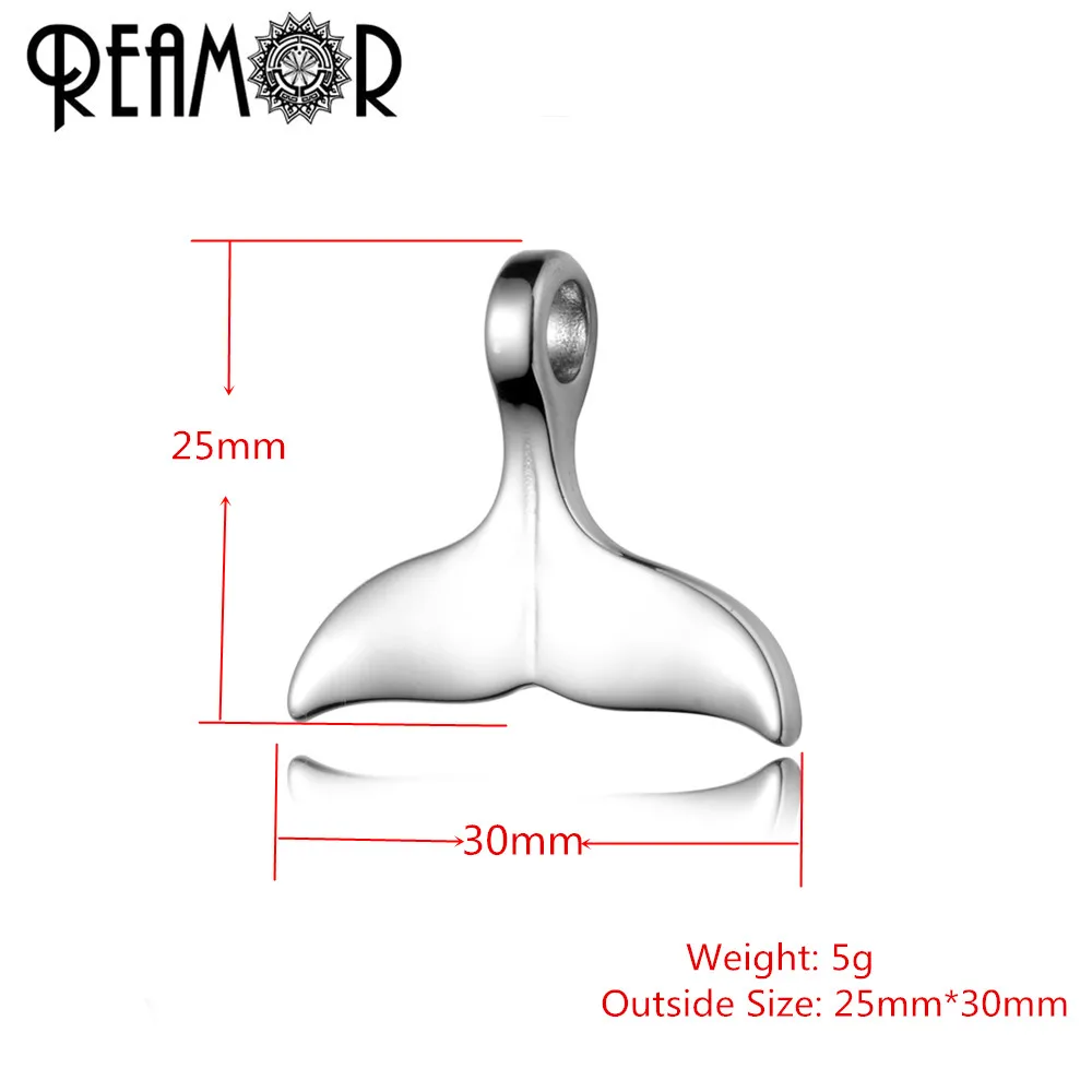 REAMOR 2pcs 316l Stainless steel Fishtail Necklace Pendant Charms For Leather Bracelet Hook Clasp Jewelry Making DIY Accessories