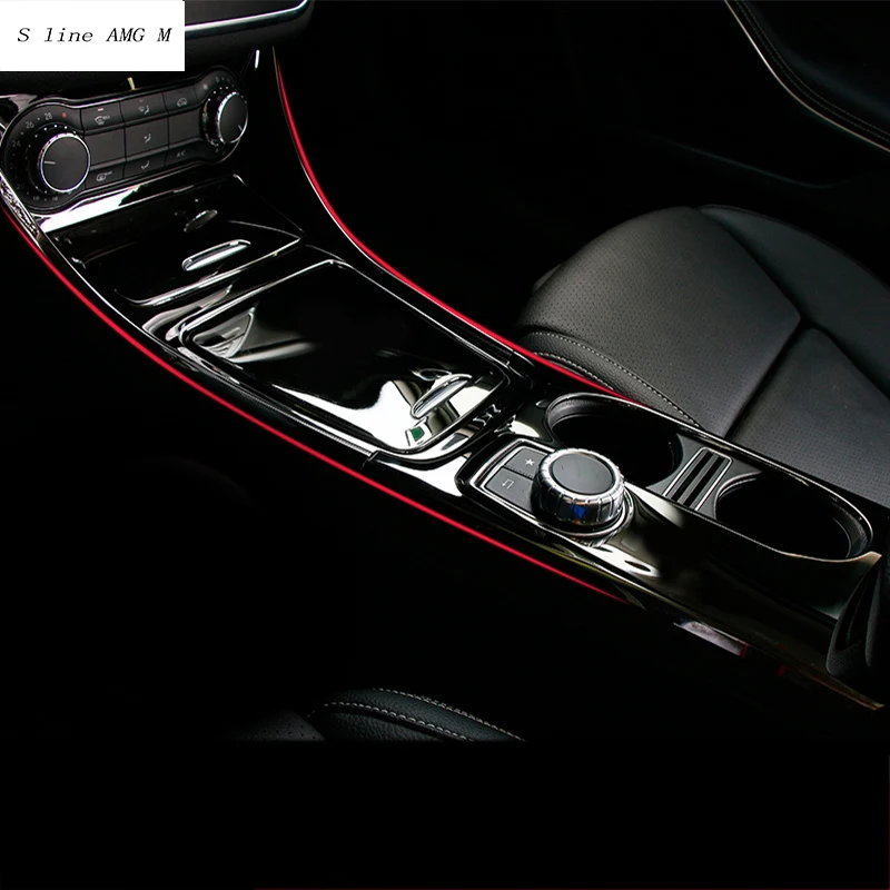 Car styling Central Storage box frame trim Water Cup panel trim Covers Stickers for Mercedes Benz CLA C117 GLA X156 A Class RHD