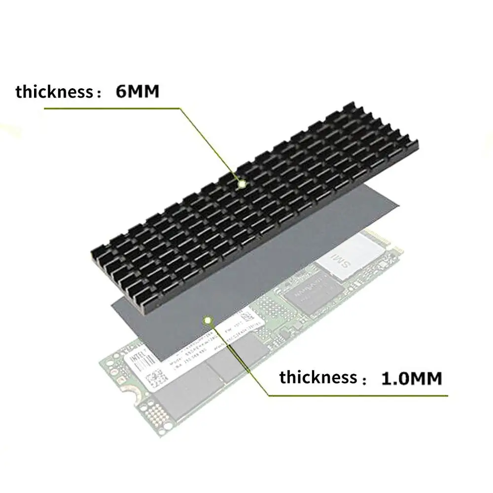 3mm/6mm Thickness Heatsink Heat Dissipation Radiator M.2 Cooling Heat Sink Heat Thermal Pads for NVME NGFF M.2 2280 PCI-E SSD