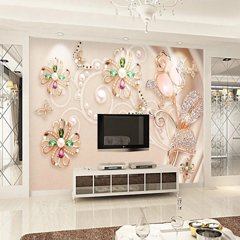 Custom Mural Wallpaper Modern Minimalist Jewelry Flower Living Room TV Bedroom Background Wall Painting