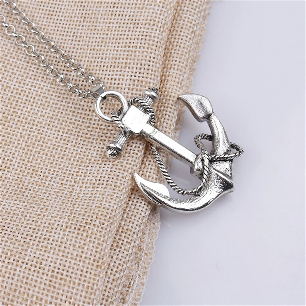 One Piece Punk Gothic Casting Navy Viking Rope Sea Ship Sailor Anchor Pendants Necklaces for Men's Fashion Jewelry Accessories image 4