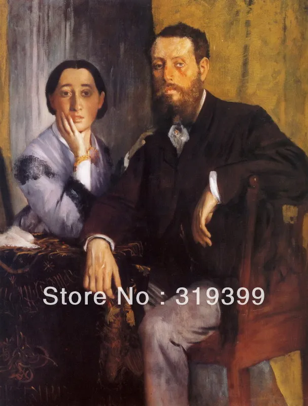 

100% handmade Oil Painting Reproduction on Linen Canvas,Edmond and Therese Morbilli by edgar degas,Free Shipping