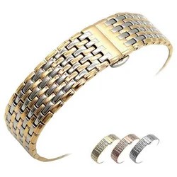 High Quality Metal  Watch band 13mm 18mm 20mm 22mm 24mm Stainless Steel Watch  Bracelet Strap Men Women Silver Rose Gold