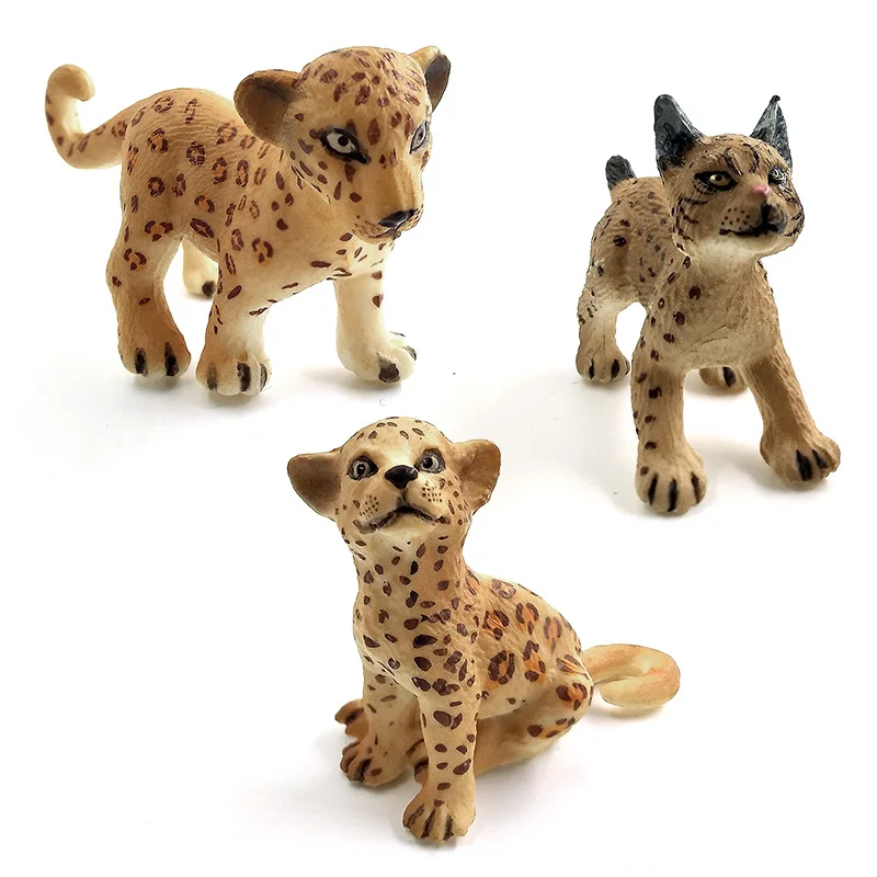 Simulazione del bambino Leone Tigre Lynx foresta animali selvatici modello figurine giocattoli di plastica della decorazione della casa accessori