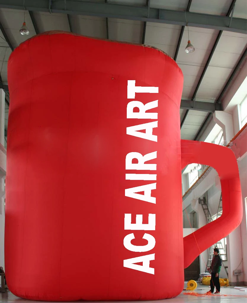 

Giant Red Advertisement Inflatable Coffee Cup for Promotion, 10 m H