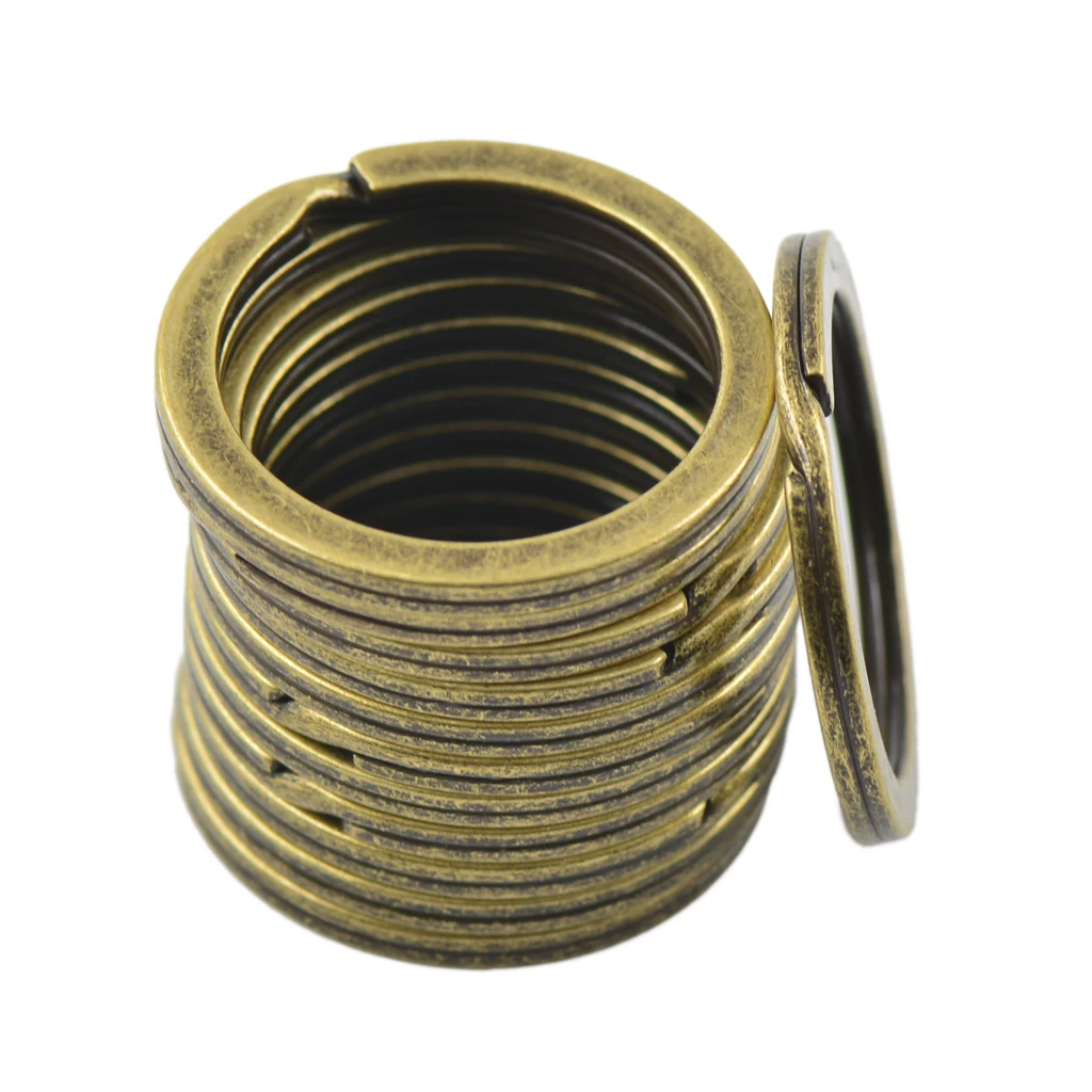 12pcs Antique Bronze Tone Metal Flat Split Rings Keyrings Keychains Keys Holder