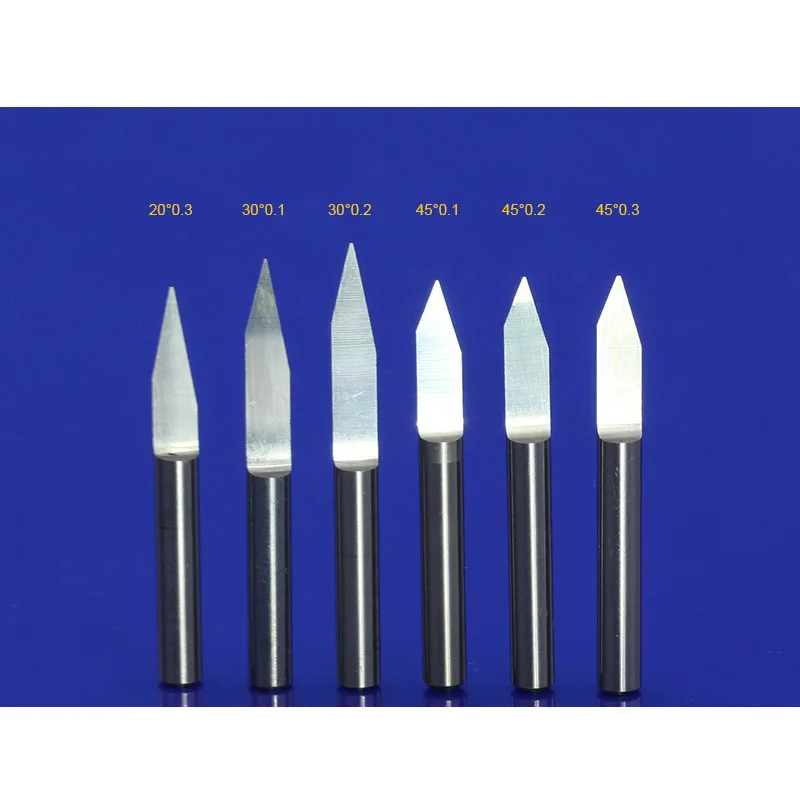 10Pcs 3.175mm Tungsten Cutter V Shape Carbide PCB Engraving Bits CNC Router Tool Choose Size J3.3001 Acrylic Carving Frezer