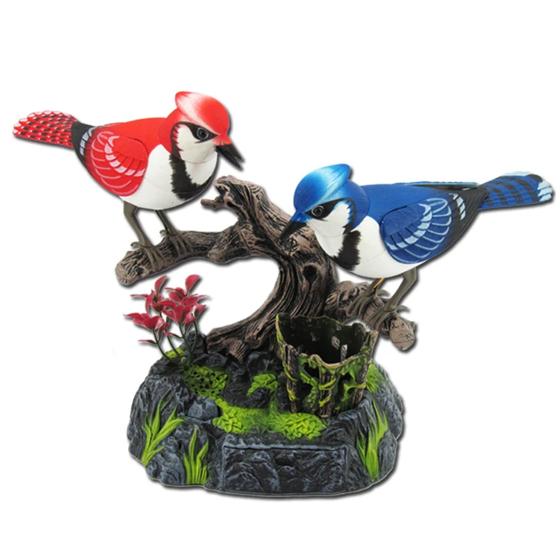 Voice Control Bird Magpie Model Toys Pavilion Garden Decoration Birdsong Peep Voice of the Natural Forest Sound Birdcall