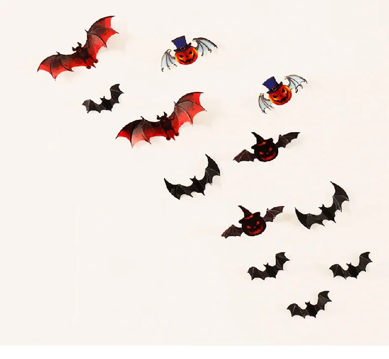 Neue 12 Teile/satz Bat Wand Aufkleber Für Halloween Dekoration Kinder Zimmer Dekor Jungen Geschenk 3D Kürbis Fledermaus Wand Kunst Lustige aufkleber – Detail 2