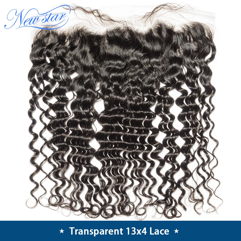 

Brazilian Transparent Lace Frontal Closure Deep Wave New Star Virgin Human Hair 13x4 Lace Closures Pre Plucked With Baby Hair