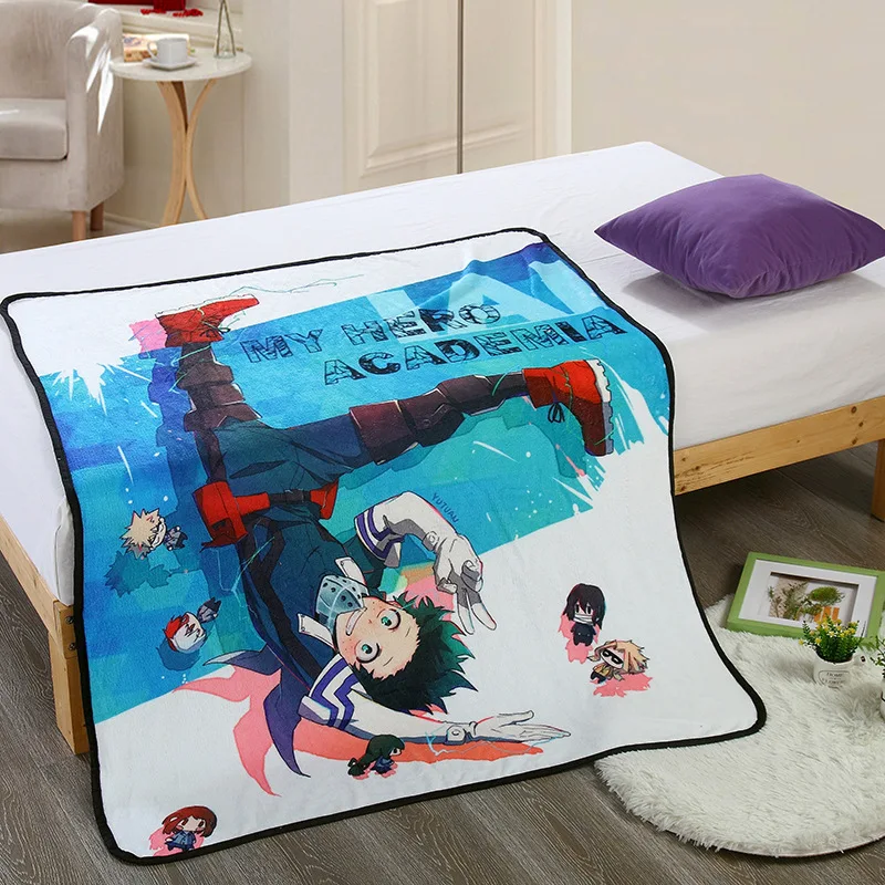 Anime My Hero Academia Cartoon Unicorn Velvet Plush Throw Blanket Floral Printed for Kids Girls Blanket for Couch Thin Quilt