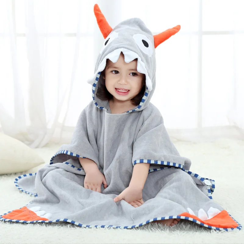 Multi-functional Children Clothes Boy Girl Baby Bath Towel Cap Cloak New Style Printed Beach Jumpsuits Pure Cotton Cartoon Suits