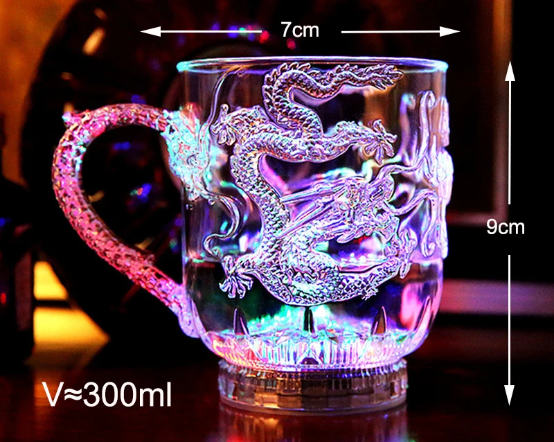 New exotic LED Colorful Flashing Mugs,Dragon Wine Cup,wedding bar celebration props glowing Cup toys