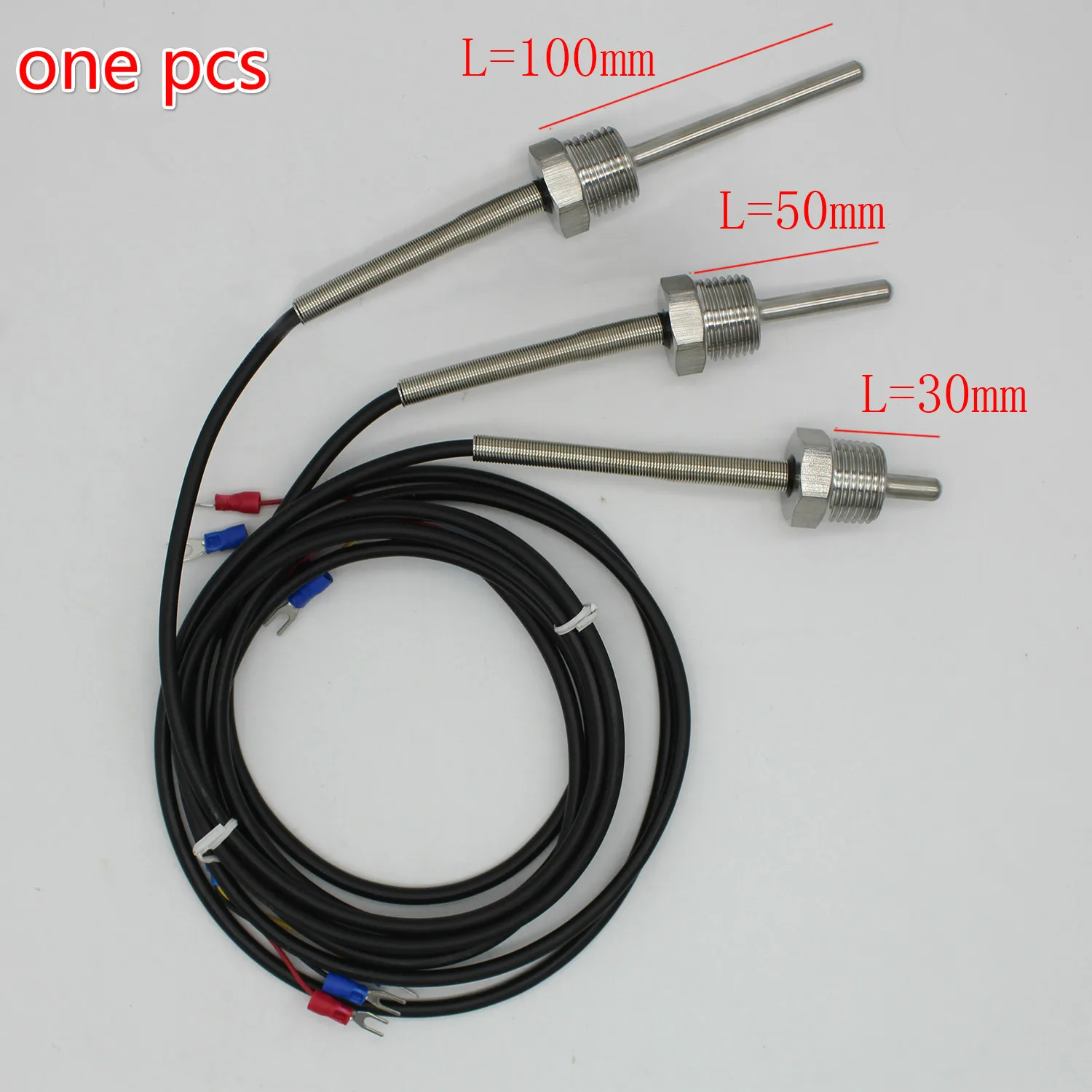 

PT100 Temperature Sensor G1/2 Thread Probe DIA=6mm 1m Stainless Steel tube for Thermostat 1x PT100 Length 30-500mm