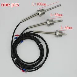 PT100  Temperature Sensor G1/2 Thread Probe DIA=6mm 1m Stainless Steel tube  for Thermostat 1x PT100  Length 30-500mm