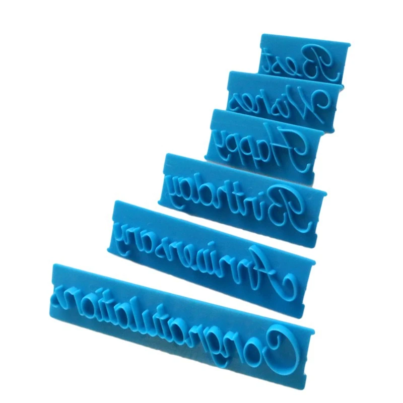 Aomily 6pcs/Set Decor Alphabet Number Letter Impress Mold Set DIY Cookie Biscuit Stamp Embosser Cutter Gift Fondant  Tool image 2