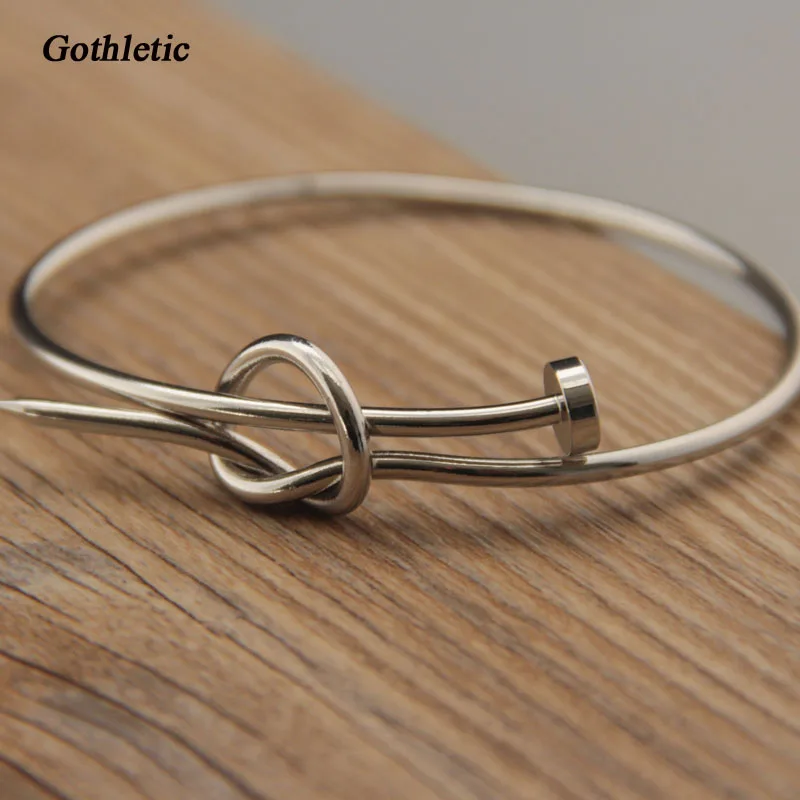 Nail Bracelet for Women Gold-color Twist Bangle Black Knotted Copper Metal Simple Bracelets & Bangles Men Punk Jewelry Unisex