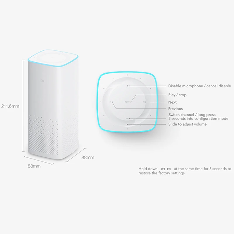 xiaomi AI Speaker WiFi Bluetooth Built-In Audio Content Voice Control Listen & Answer Story Music Player Smart Speaker