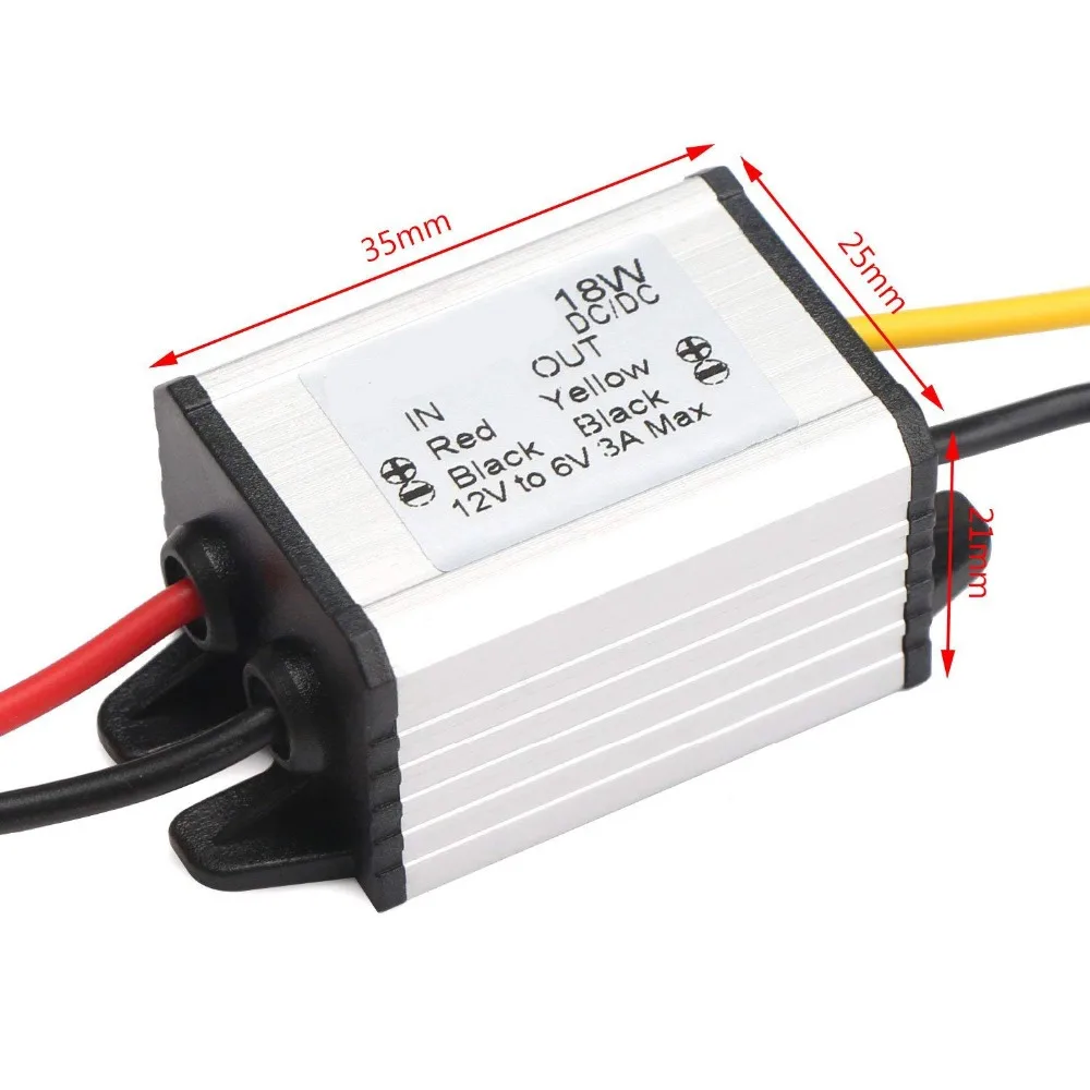 12V to 6V Converter Car Power Converter Buck Voltage Regulator 3A 18W Waterproof High Efficiency Step Down Volt Module Power